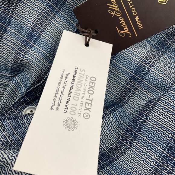 Tasso Elba Mens Plaid Button-Down Shirt S Blue 100% Cotton Stretch OEKO-TEX - Picture 5 of 11